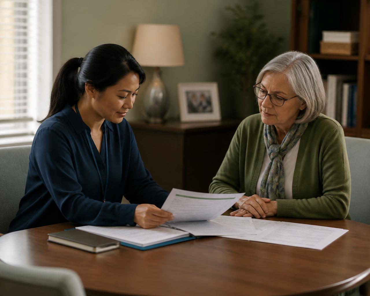 Professional eldercare coordination meeting with referral partner